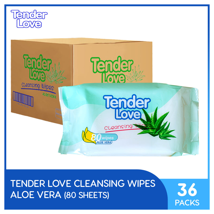 Tender Love Aloe Vera Cleansing Wipes 80's Pack of 36 (1 Case)