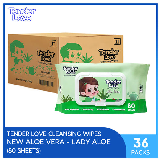 Tender Love New Aloe Vera Scent Cleansing Wipes 80's (Lady Aloe) Pack of 36 (1 Case)