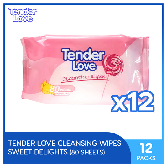 Tender Love Sweet Delights Cleansing Wipes 80's Pack of 12