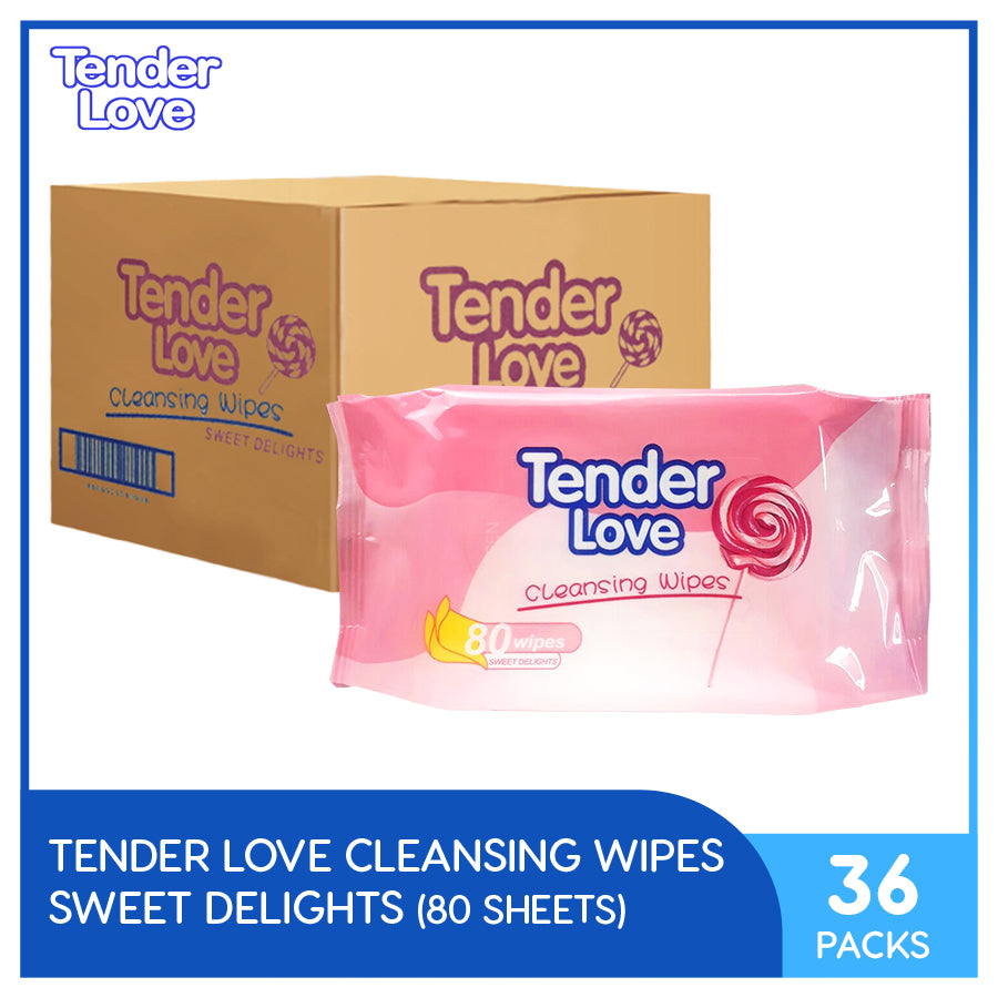 Tender Love Sweet Delights Cleansing Wipes 80's Pack of 36 (1 Case)