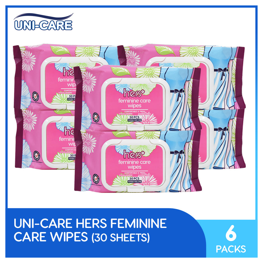 Uni-Care Hers Feminine Care Wipes 30's Pack of 6