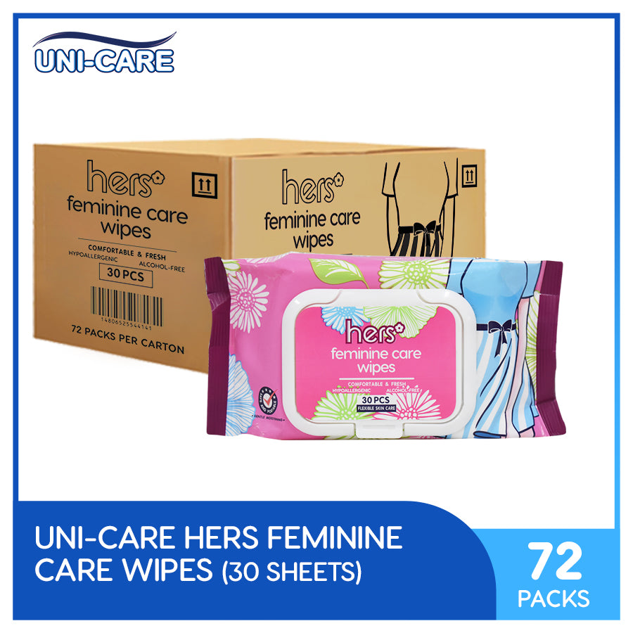 Uni-Care Hers Feminine Care Wipes 30's Pack of 72 (1 Case)