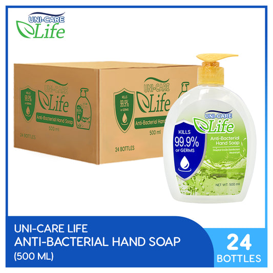 Uni-Care Life Anti-Bacterial Hand Soap 500ml Bottle of 24 (1 Case)