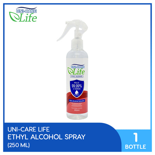 Uni-Care Life Ethyl Alcohol Spray 250ml Bottle of 1