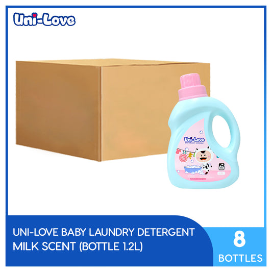 UniLove Baby Laundry Detergent 1.2L Bottle (Milk Scent) Bottle of 8 (1 Case)