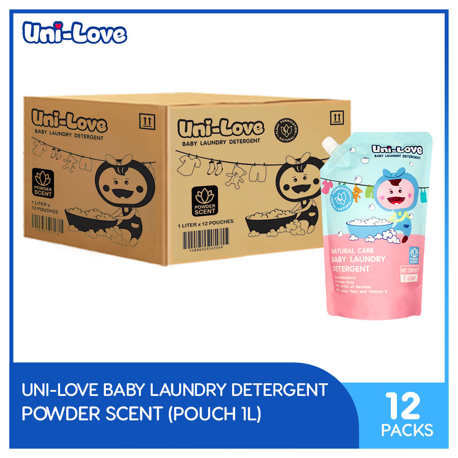 UniLove Baby Laundry Detergent 1L (Powder Scent) Pack of 12 (1 Case)