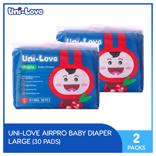 UniLove Airpro Baby Diaper 30's (Large) Pack of 2