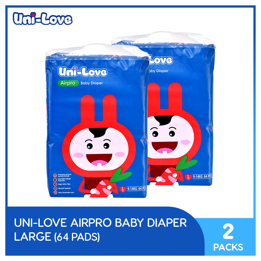 UniLove Airpro Baby Diaper Big Pack 64's (Large) Pack of 2