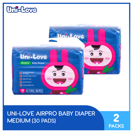 UniLove Airpro Baby Diaper 30's (Medium) Pack of 2