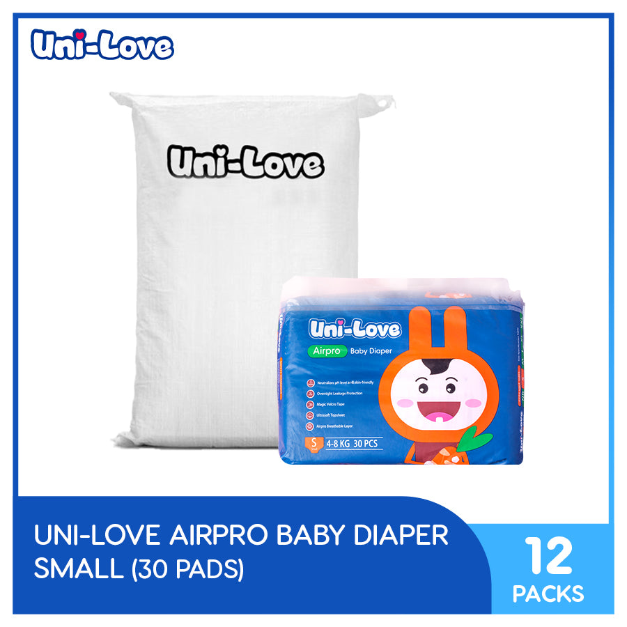 UniLove Airpro Baby Diaper 30's (Small) Pack of 12 (1 Bale)