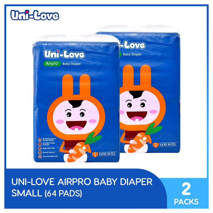 UniLove Airpro Baby Diaper Big Pack 64's (Small) Pack of 2