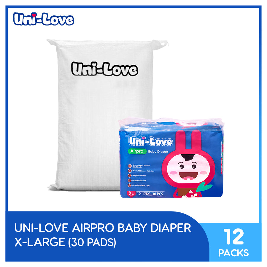 UniLove Airpro Baby Diaper 30's (X-Large) Pack of 12 (1 Bale)