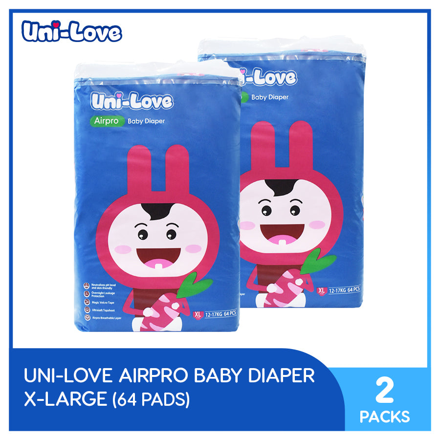 UniLove Airpro Baby Diaper Big Pack 64's (X-Large) Pack of 2