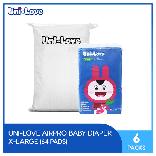 UniLove Airpro Baby Diaper Big Pack 64's (X-Large) Pack of 6 (1 Bale)