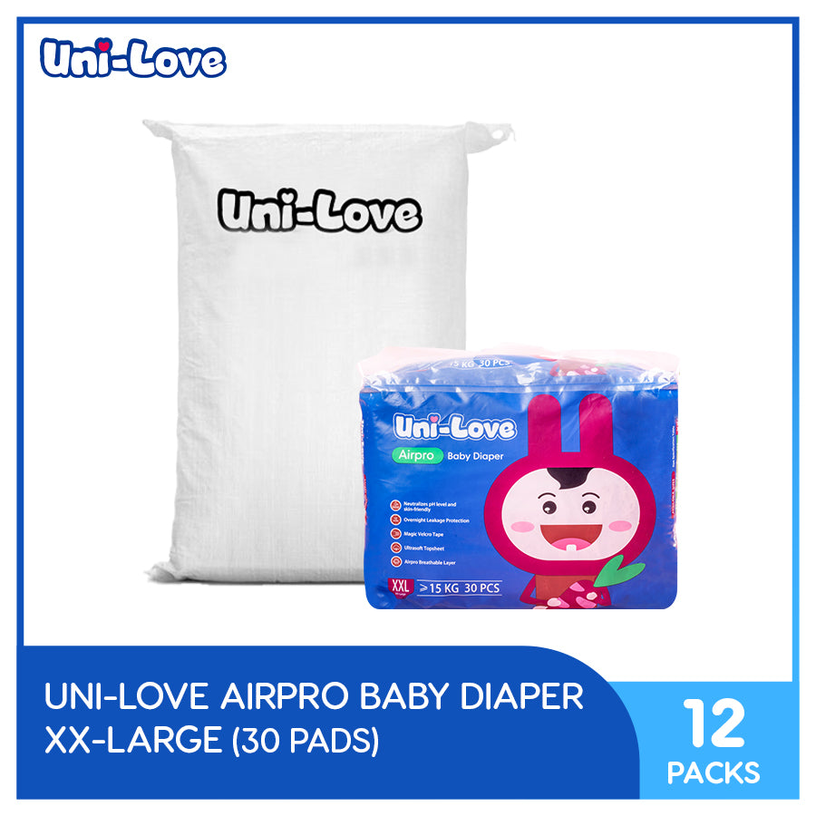 UniLove Airpro Baby Diaper 30's (XX-Large) Pack of 12 (1 Bale)