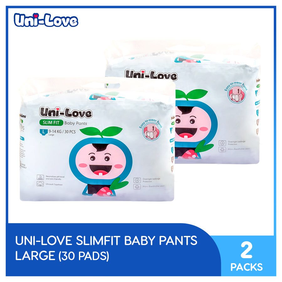 UniLove Slim Fit Baby Pants 30's (Large) Pack of 2