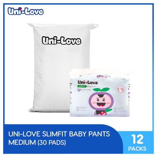 UniLove Slim Fit Baby Pants 30's (Medium) Pack of 12 (1 Bale)