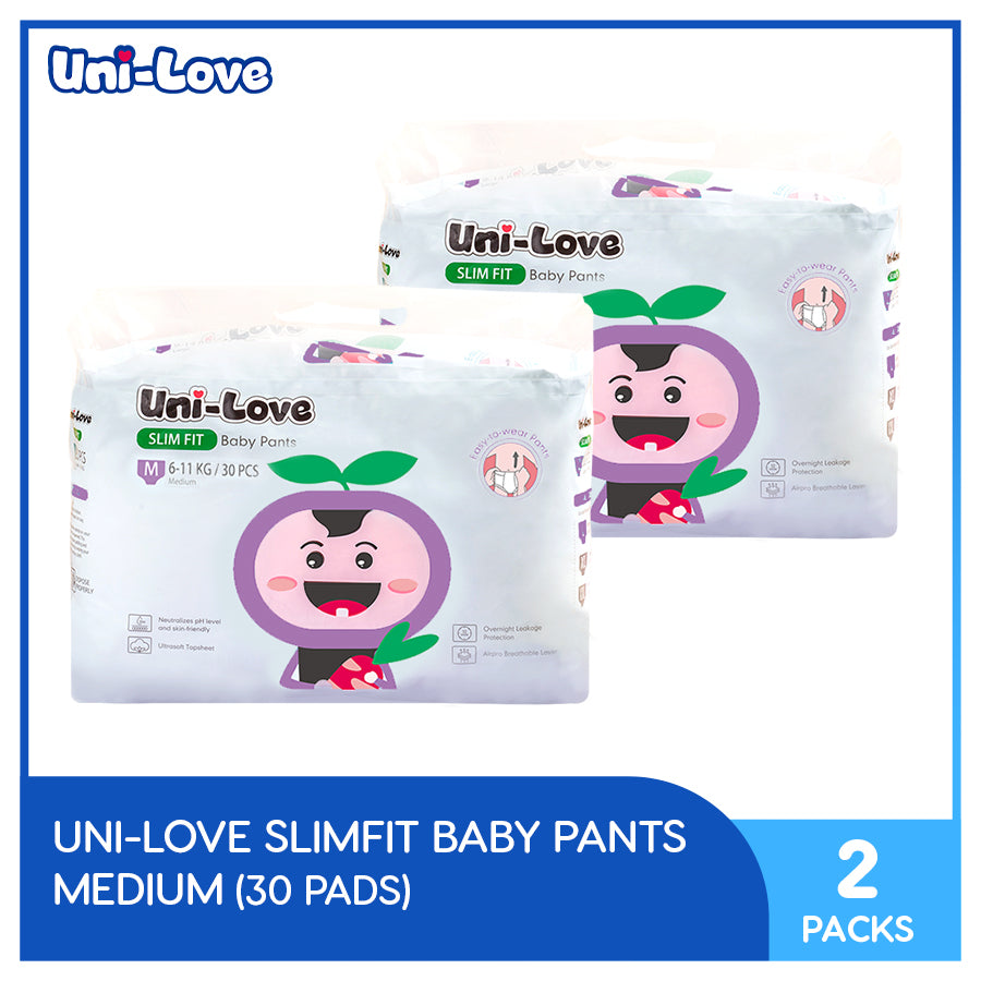 UniLove Slim Fit Baby Pants 30's (Medium) Pack of 2