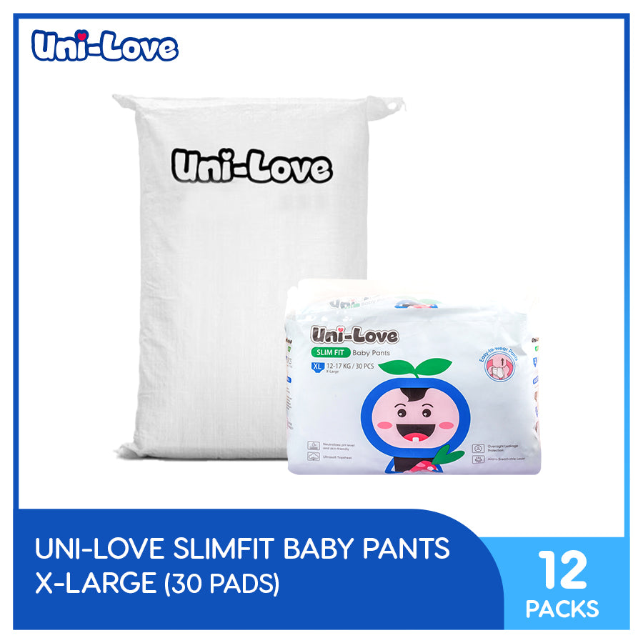 UniLove Slim Fit Baby Pants 30's (X-Large) Pack of 12 (1 Bale)