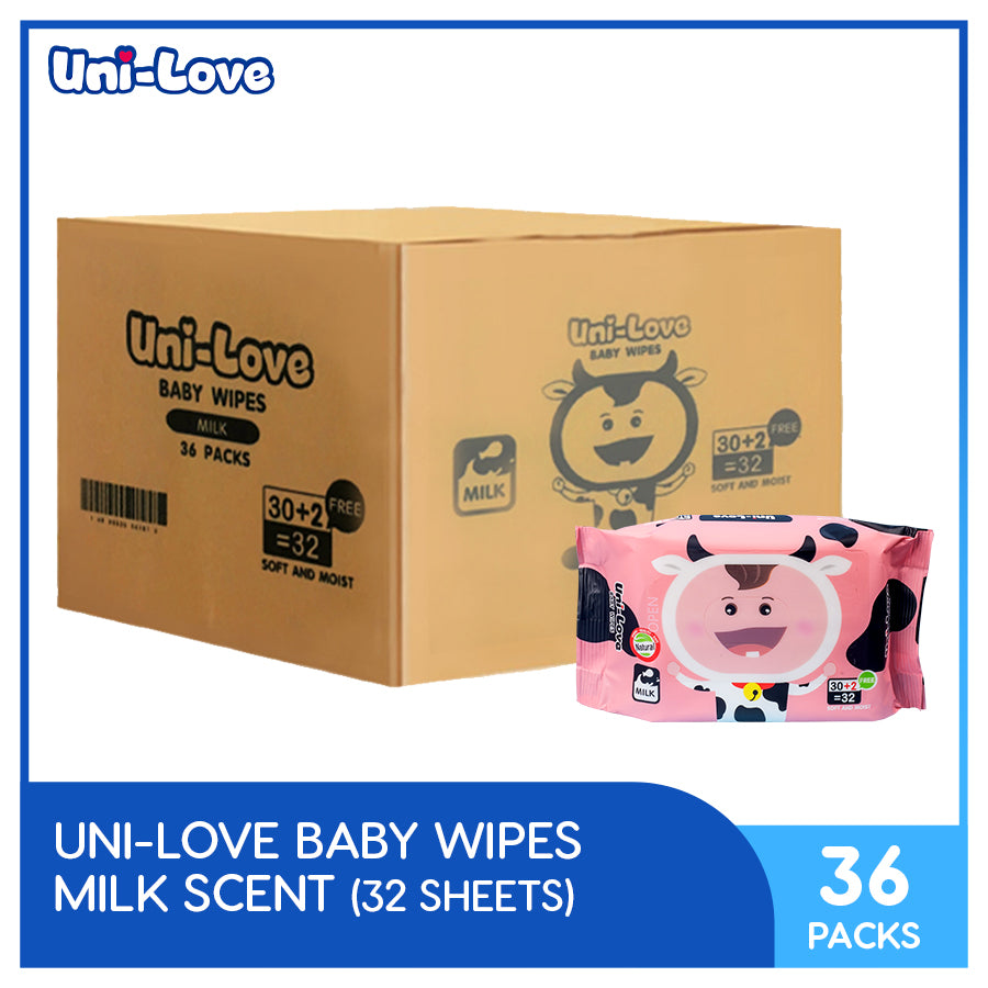 UniLove Milk Scent Baby Wipes 32's Pack of 36