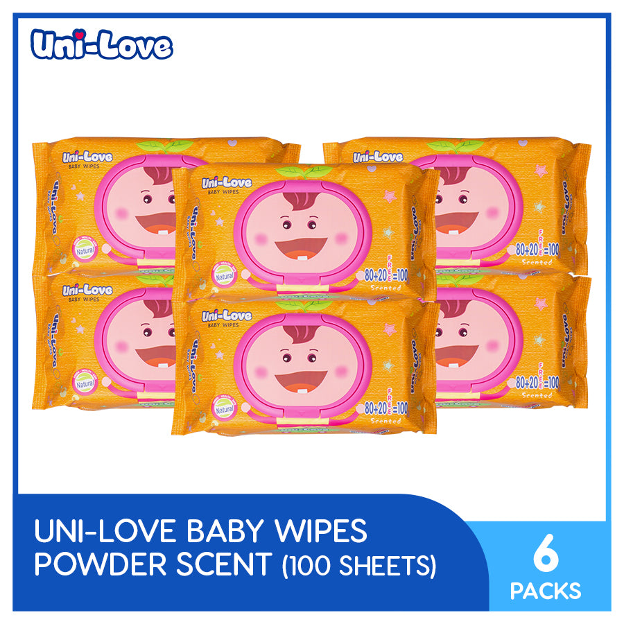 UniLove Powder Scent Baby Wipes 100's Pack of 6 – Uni-Love PH