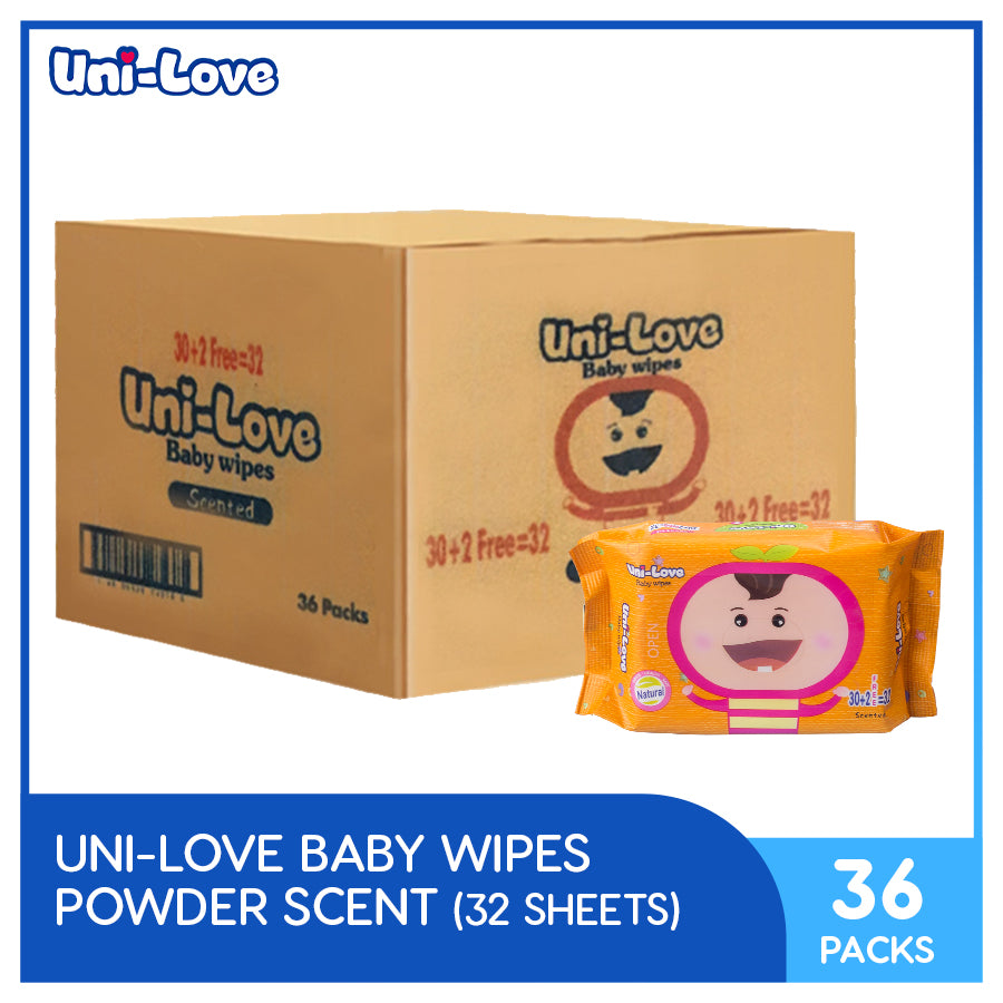 UniLove Powder Scent Baby Wipes 32's Pack of 36