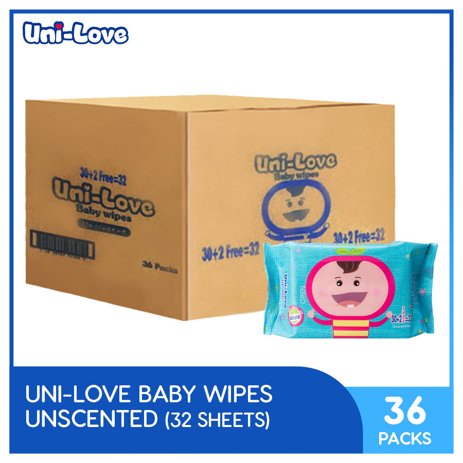 UniLove Unscented Baby Wipes 32's Pack of 36