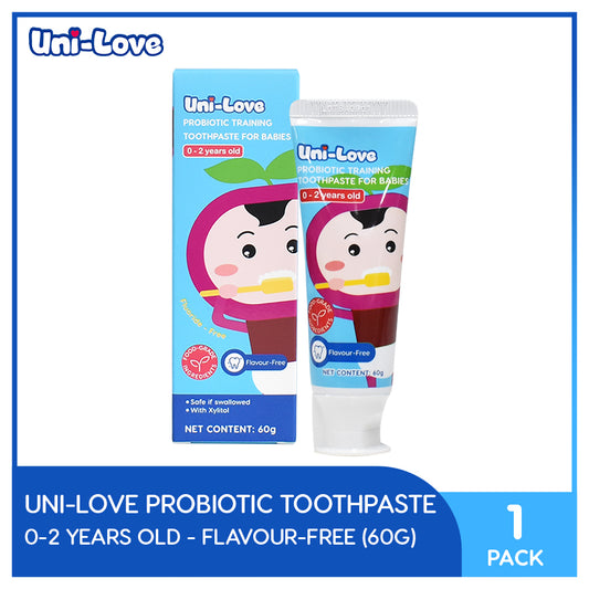 UniLove Probiotic Training Toothpaste - Flavour-Free (0-2 Years Old) 60g Pack of 1